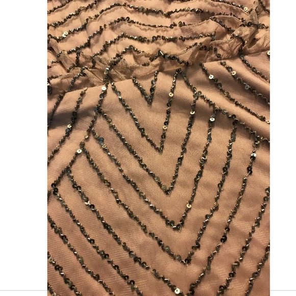 NWD Adrianna Papell Embellished Blouson Gown Taupe/Pink [PETITE SZ 12P ]‎ - Picture 2 of 10